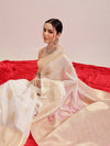 Women's Cotton Blend Jamdani Saree with Unstitched Blouse Piece