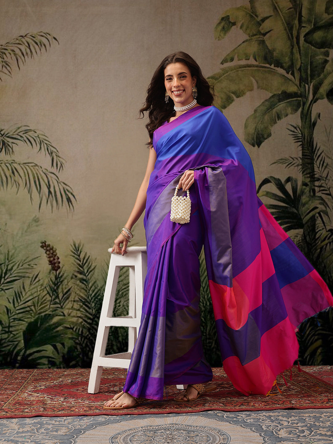 Women's Soft Silk Uppada Woven Blue Saree