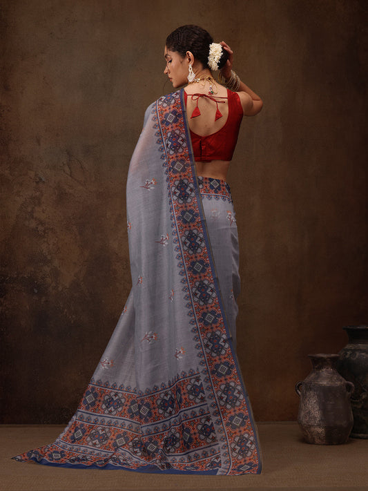 Floral Printed Cotton Blend Saree