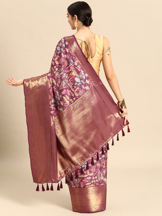 Kanchipuram Pattu Silk Zari Woven Digital Print Saree