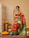 Woven Banarasi Soft Silk Saree With Floral Digital Print