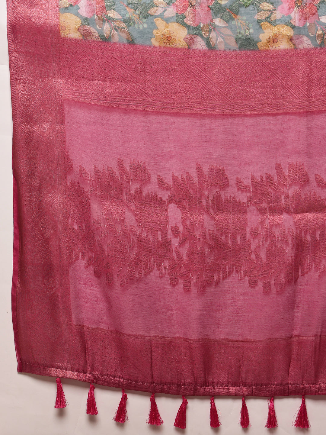 Digital Printed Banarasi Cotton Zari Woven Saree