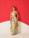 Floral Printed Soft Tissue Silk Saree With Tassels