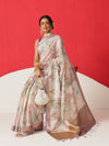 Floral Printed Soft Tissue Silk Saree With Tassels