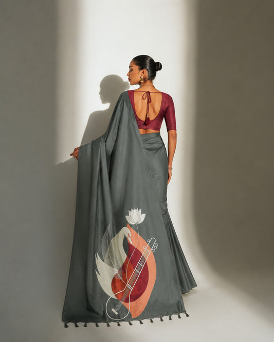 Women's Soft Silk Digital Printed Saree with Designer Pallu & Printed Blouse