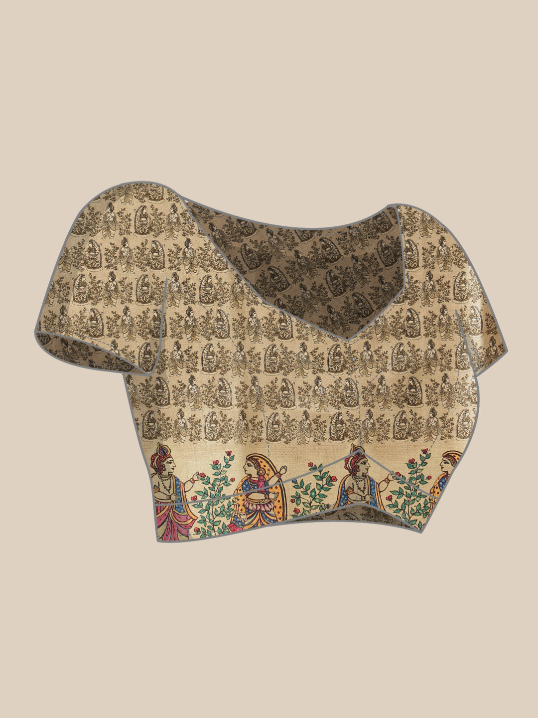 Tussar Silk Checks Work Saree With Figure Prints Border
