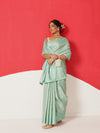 Digital Printed Tussar Silk Solid Checks Work Saree