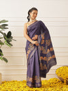 Kalamkari Printed Art Silk Festive Saree With Unstitched Blouse Piece