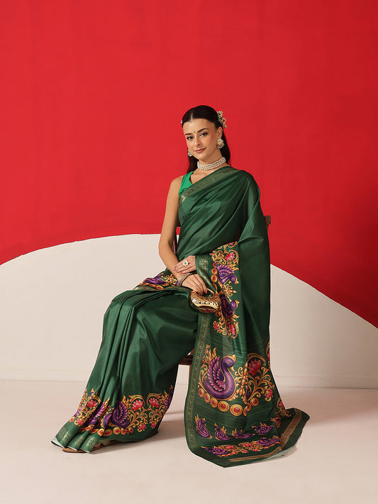 Digital Printed Premium Festive Saree with Tanjore Art Inspiration