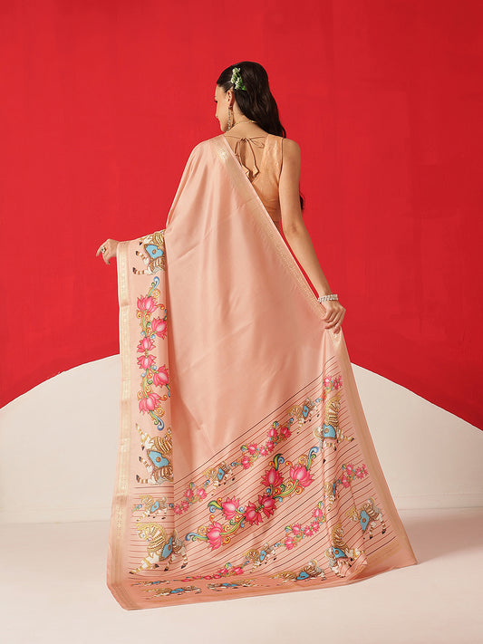 Digital Printed Premium Festive Saree with Tanjore Art Inspiration