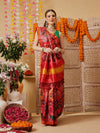 Double Ikkat Patola Printed Saree with Weaving Border & Pallu