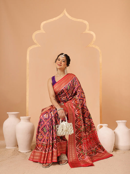Soft Tusser Silk With Viscous Jacquard Border Patola Sarees