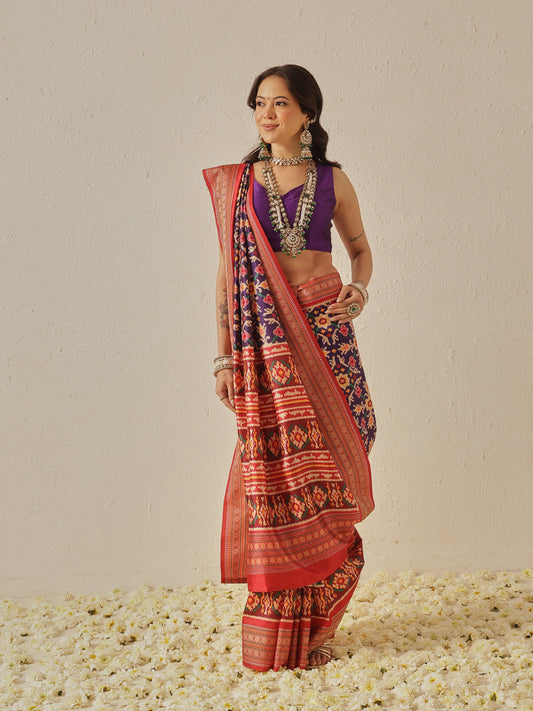 Soft Tusser Silk With Viscous Jacquard Border Patola Sarees