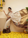 Women's Soft Muga Silk Solid Saree With Printed Border & Unstitched Blouse Piece