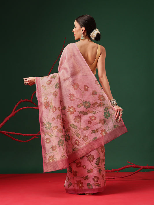 Textured Crush Tissue Saree in Earthy Palette