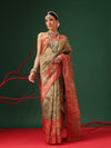 Natural Tone Crush Tissue Saree with Minimal Border