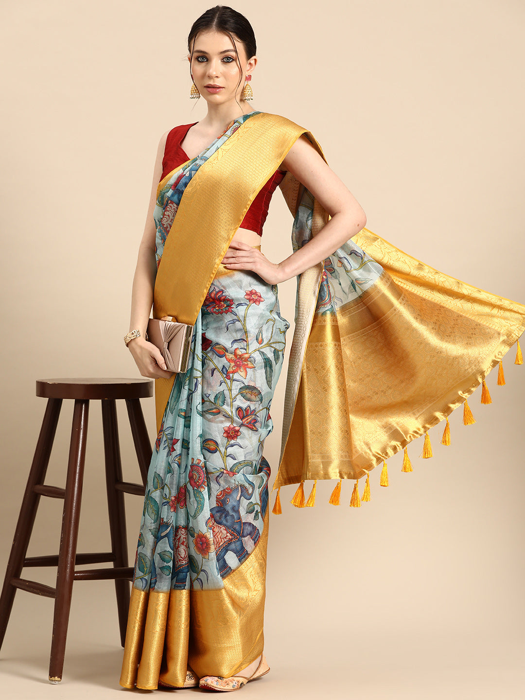 Women's Pichwai Muga Silk Digital Print Saree