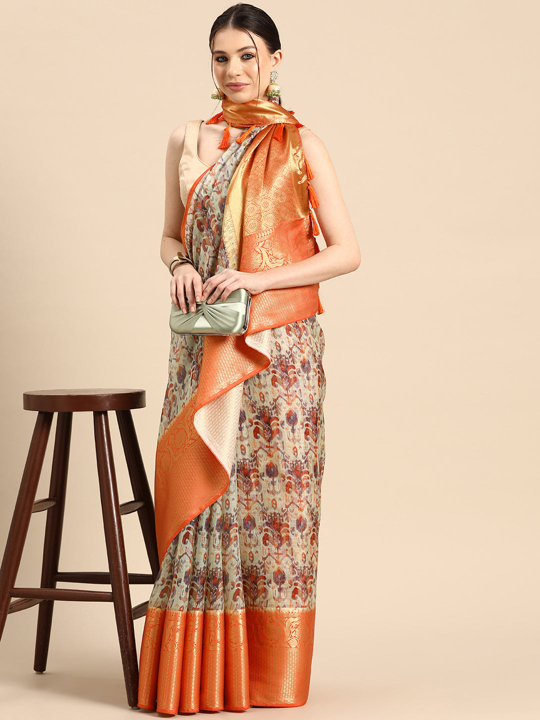 Women's Pichwai Muga Silk Digital Print Saree