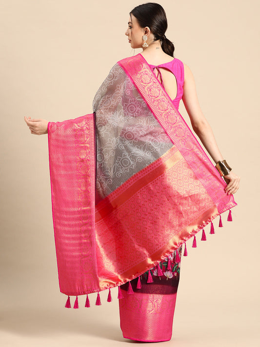 Women's Pichwai Muga Silk Digital Print Saree