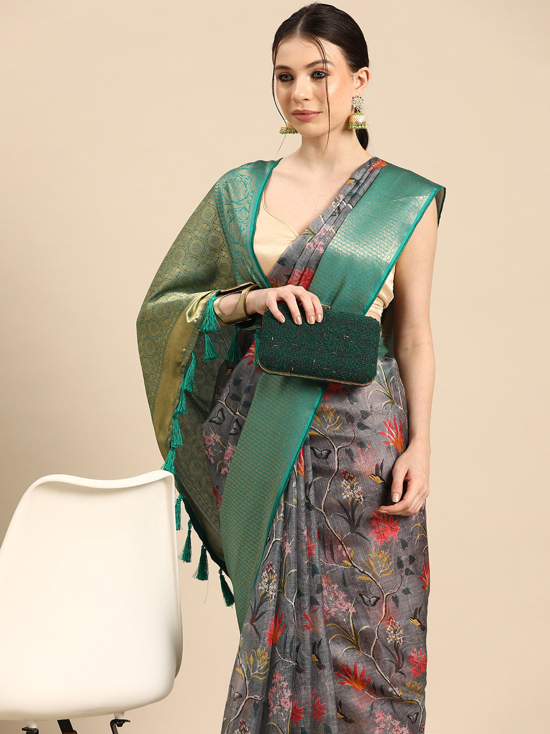 Women's Pichwai Muga Silk Digital Print Saree