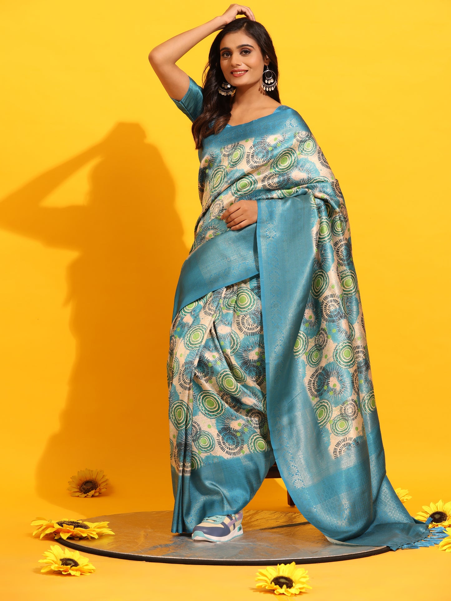 Kanchipuram Pattu Digital Print Silk Saree