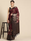 Kanchipuram Pattu Silk Floral Printed Zari Woven Border Saree