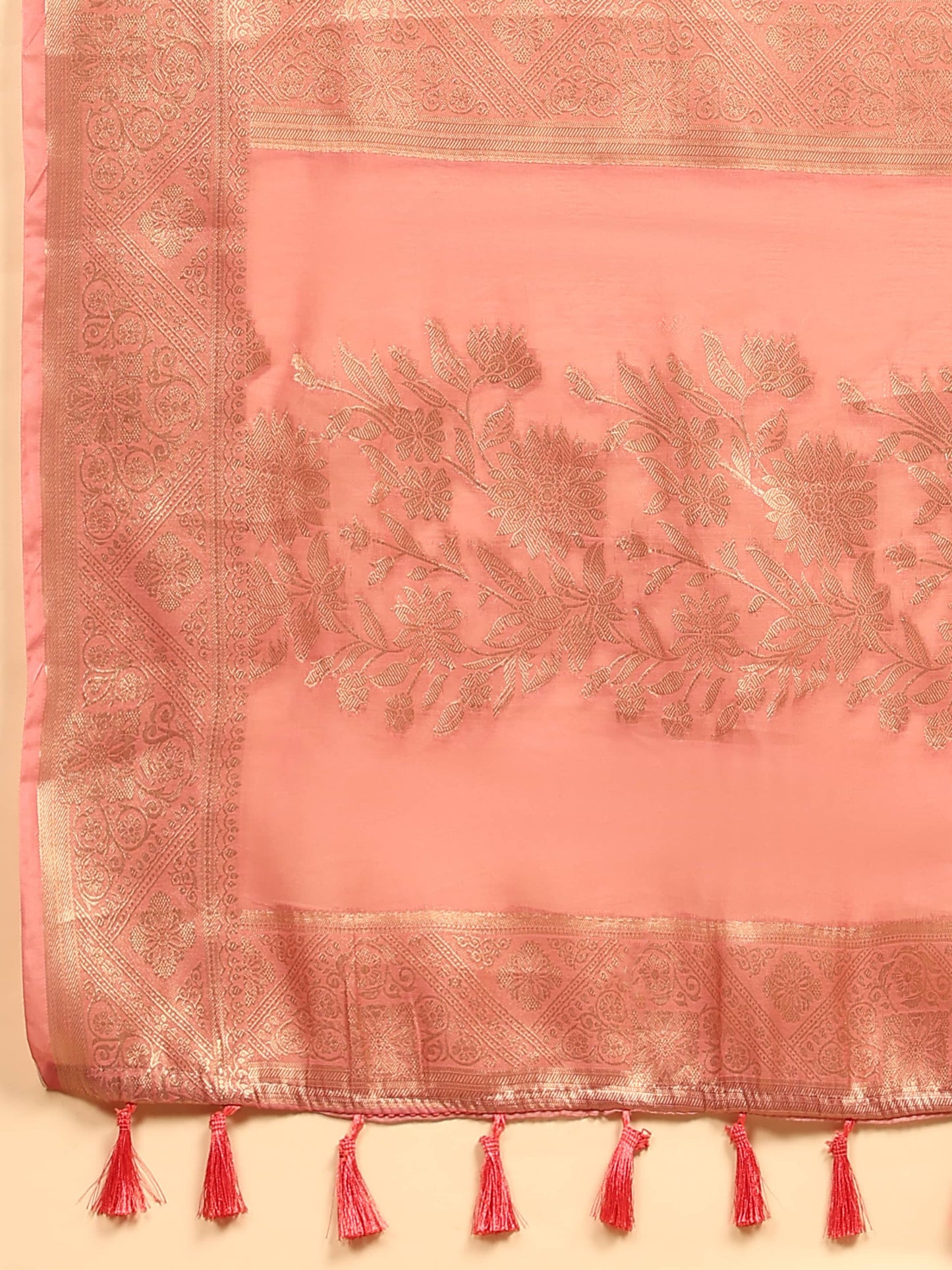 Cotton Blend Floral Printed Zari Woven Saree