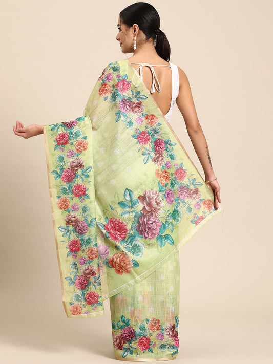 Women's Cotton Blend Floral Print Saree