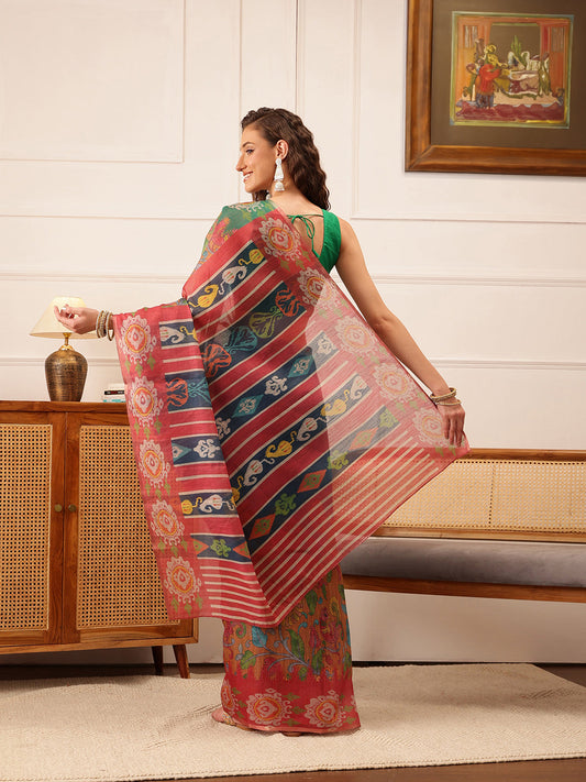 Women's Cotton Silk Floral Printed Saree