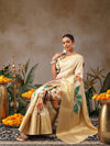 Tussar Silk Pichwai Printed Saree Woven Pallu With Brocade Blouse