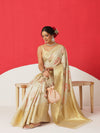 Tussar Silk Pichwai Printed Saree Woven Pallu With Brocade Blouse