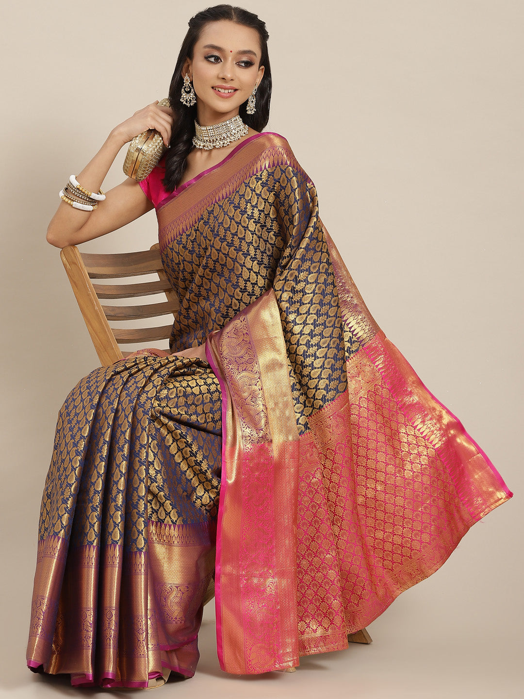 Women's Brocade Zari Woven Saree