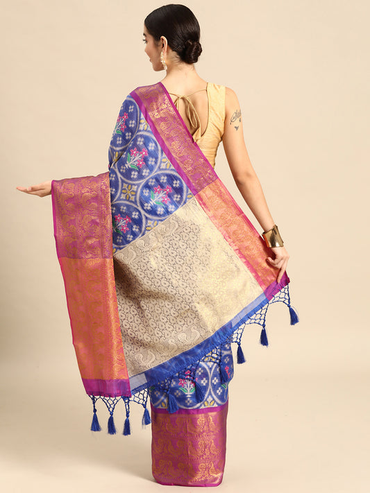 Ikat Woven Design Saree