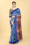 Kalamkari Digital Printed Indigo Saree