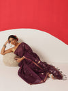 Cotton Dhakai Jamdani Saree With Small Zari Border & Tassels