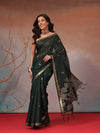 Cotton Blend Woven Design Handloom Premium Jamdani Saree With Tassels