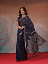 Cotton Blend Woven Design Handloom Premium Jamdani Saree With Tassels