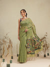 Cotton Blend Woven Design Handloom Premium Jamdani Saree With Tassels