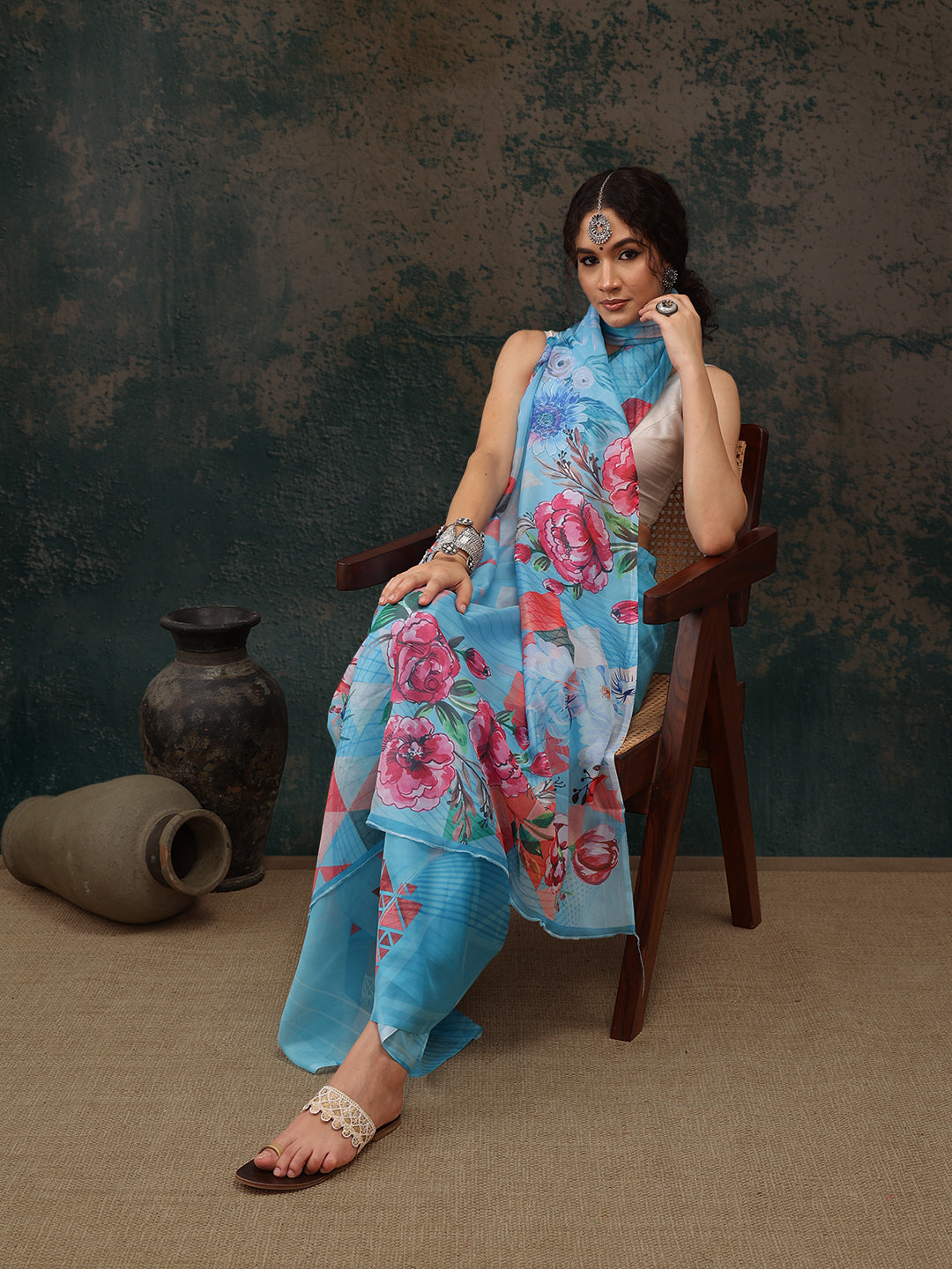 Abstract Chanderi Polyester Silk Saree