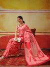 Valentine Special Sensational Heart Design Mal Cotton Pink Saree