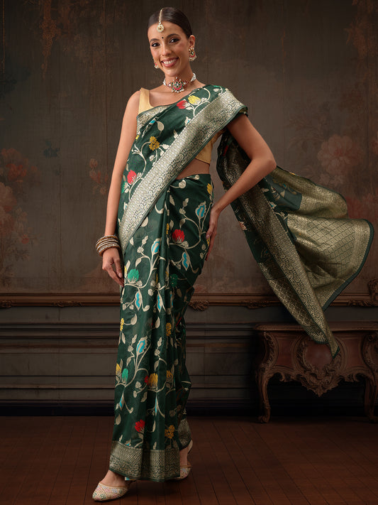 Multicolor Floral Work Cotton Saree