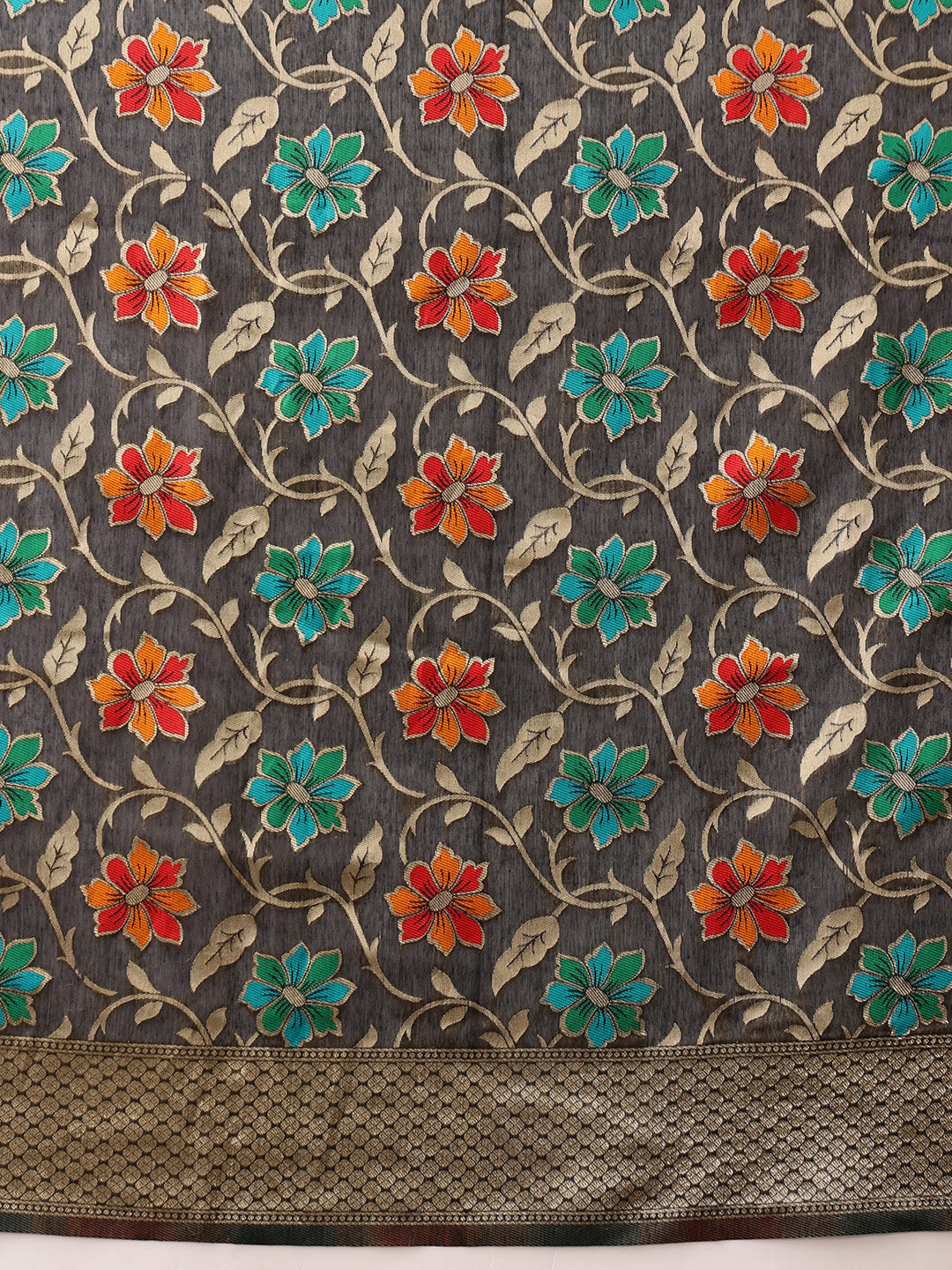Multicolor Floral Work Cotton Saree