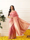Banarasi Soft Silk Peacock Border Zari Woven Saree With Unstitched Blouse Piece