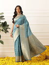 Banarasi Soft Silk Small Zari Butta Work Woven Saree With Unstitched Blouse Piece