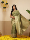 Banarasi Soft Silk Small Zari Butta Work Woven Saree With Unstitched Blouse Piece