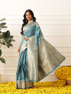 Banarasi Soft Silk Zari Butta Work Woven Saree With Unstitched Blouse Piece
