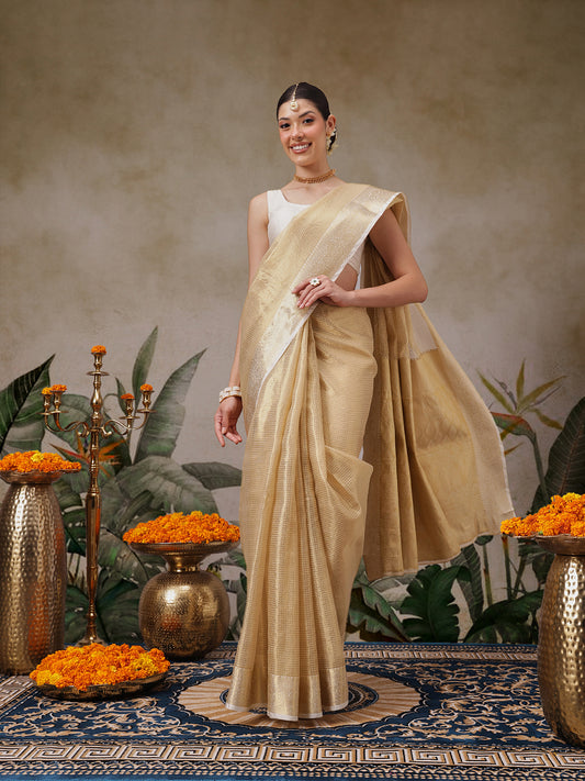 Onam Special Muga Checks Silk Saree