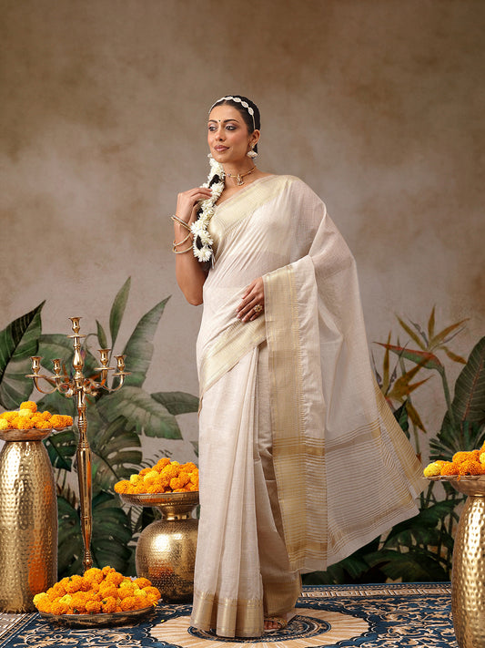 Onam Special Cotton Saree With Zari Work