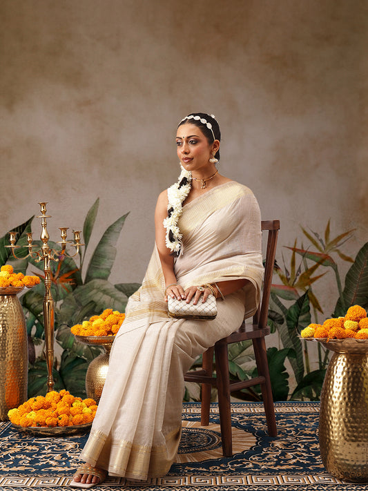 Onam Special Cotton Saree With Zari Work