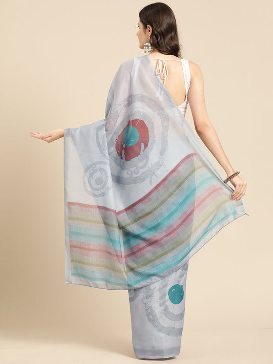 Women's Soft Silk Color Blocked Digital Printed Saree